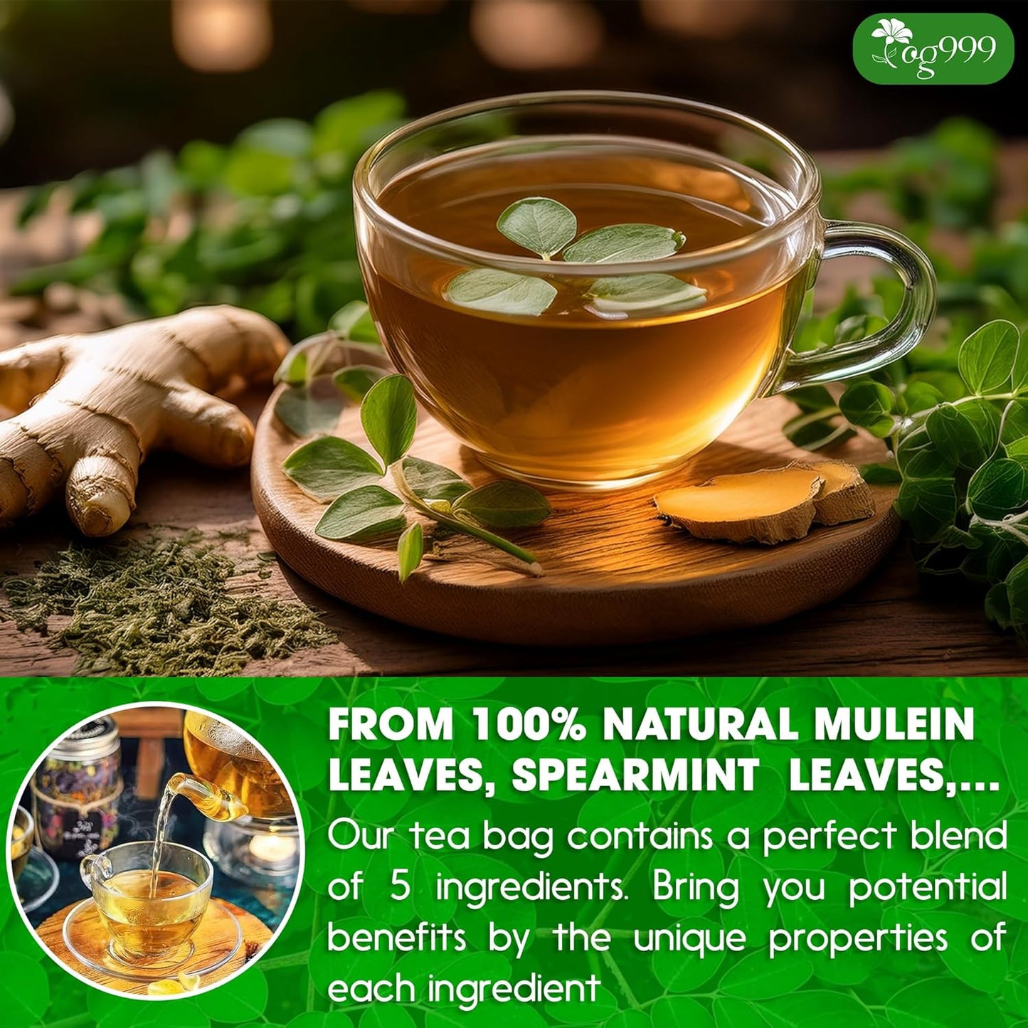 Premium Super Moringa Herbal Tea Bags - 20 Count