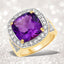 Bague en Améthyste et Diamant Blanc de 6,80 Carats en Argent Sterling