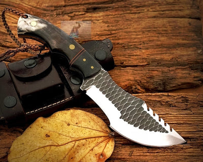 Premium Handmade Tom Brown Tracker Knife - D2 Steel with Buffalo Horn & Canvas Handle for Outdoor Adventures - Korvel