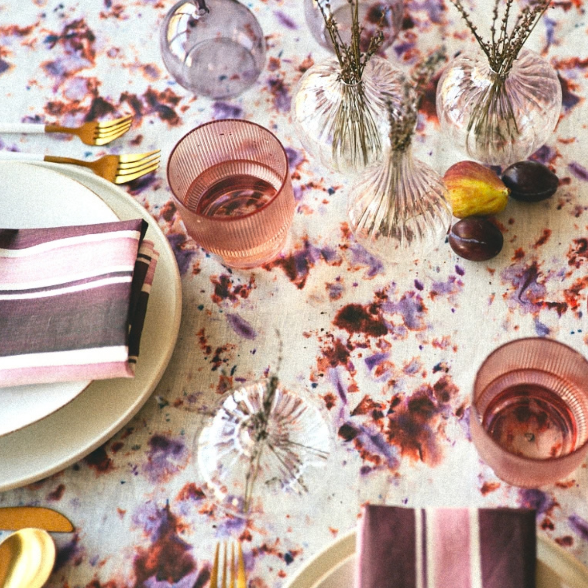 Rose Marble Tablecloth - Elegant European Linen