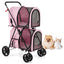 Poussette double 4-en-1 pour animaux avec transporteur détachable - Rose