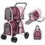 Poussette double 4-en-1 pour animaux avec transporteur détachable - Rose