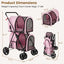 Poussette double 4-en-1 pour animaux avec transporteur détachable - Rose