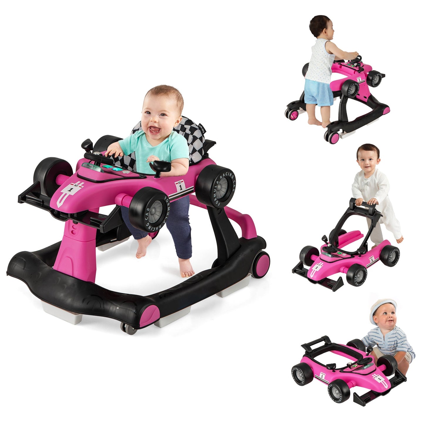 Andador de Actividad Plegable 4 en 1 - Rosa