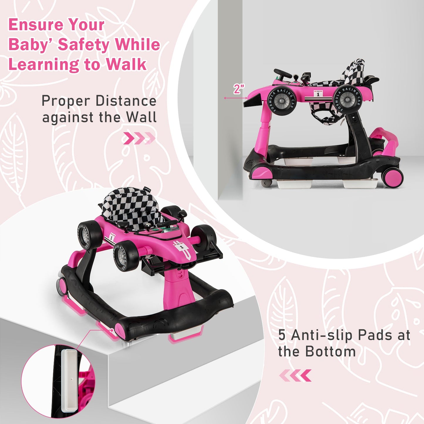 Andador de Actividad Plegable 4 en 1 - Rosa