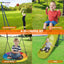 Aire de jeux en métal robuste 4-en-1 avec toboggan et panier de basket
