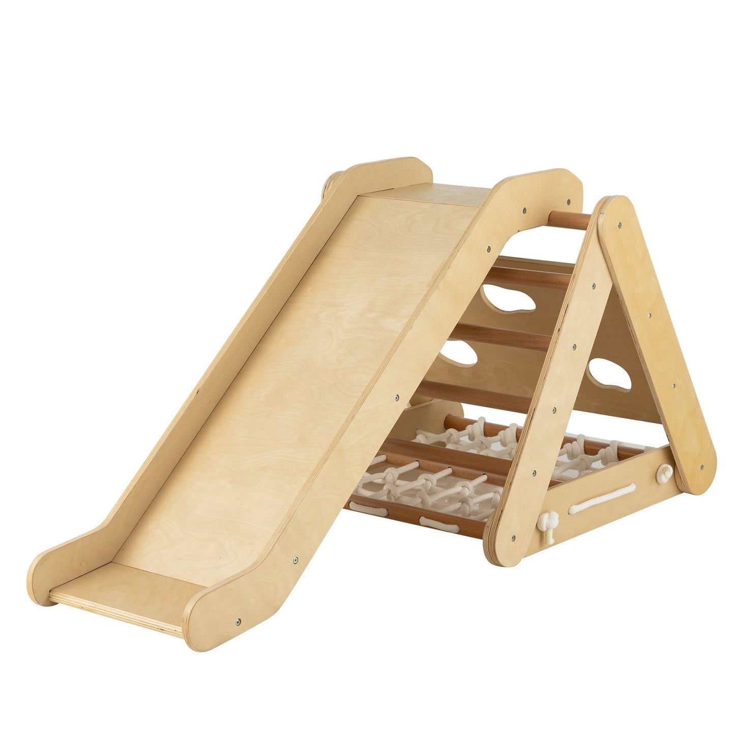 Jouet grimpeur triangle 4 en 1 avec toboggan et filet d'escalade