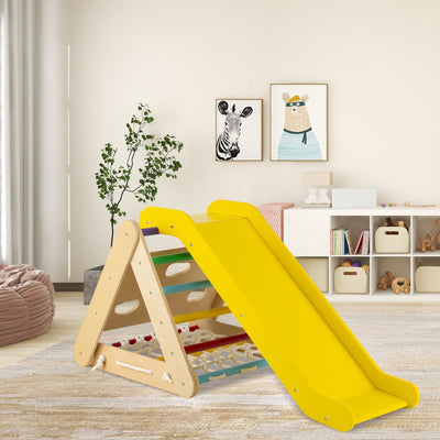 Juguete escalador triangular 4 en 1 con tabla deslizante y red de escalada - Multicolor
