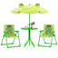 Kids Picnic Set with Folding Chairs & Adjustable Umbrella - Light Green
