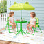 Kids Picnic Set with Folding Chairs & Adjustable Umbrella - Light Green