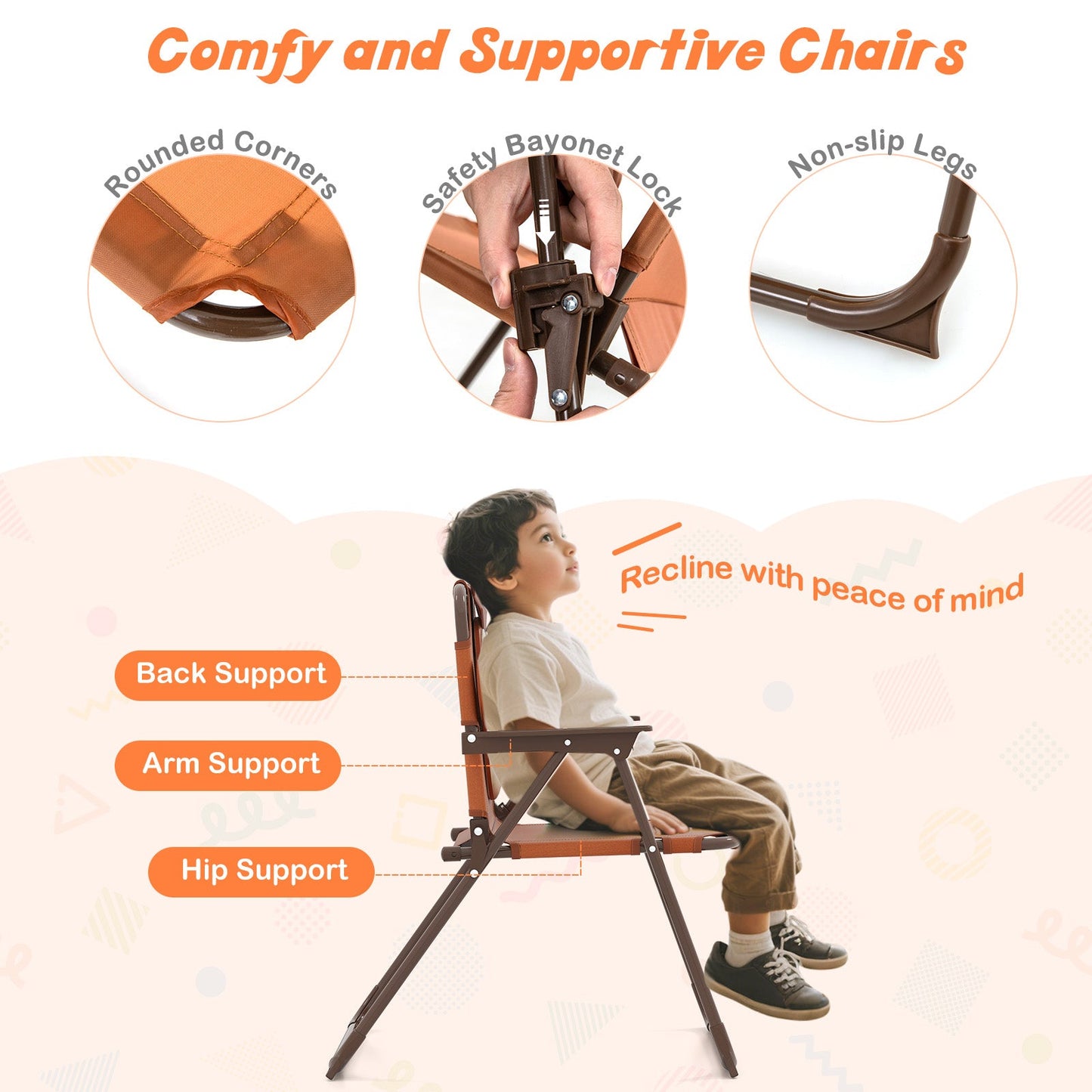 4-Piece Kids Picnic Set with Adjustable Umbrella and Folding Chairs