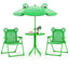 Juego de Picnic para Niños de 4 Piezas con Sillas Plegables y Paraguas Ajustable - Verde