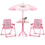 Juego de Picnic para Niños de 4 Piezas con Sombrilla Ajustable - Rosa