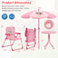 Juego de Picnic para Niños de 4 Piezas con Sombrilla Ajustable - Rosa