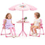 Juego de Picnic para Niños de 4 Piezas con Sombrilla Ajustable - Rosa