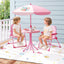 Juego de Picnic para Niños de 4 Piezas con Sombrilla Ajustable - Rosa