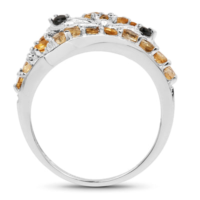1.00 Carat Citrine & Black Spinel Sterling Silver Ring