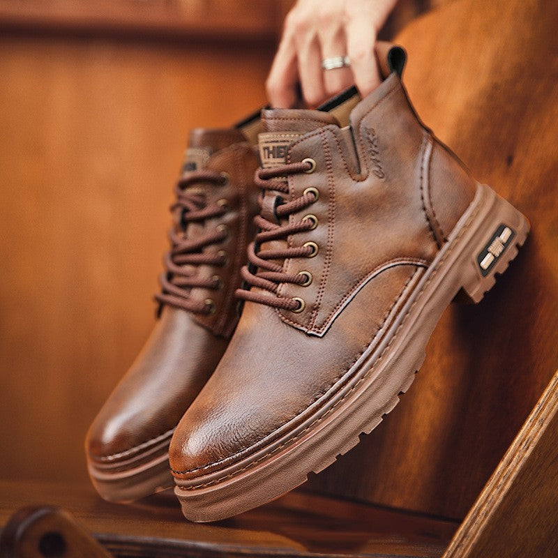 Bottes Martin : Chaussures décontractées mi-hautes à semelle épaisse