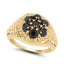 14K Yellow Gold Plated Black Diamond Sterling Silver Ring