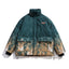 Snow Mountain Print Big Pocket Men's Cotton Jacket