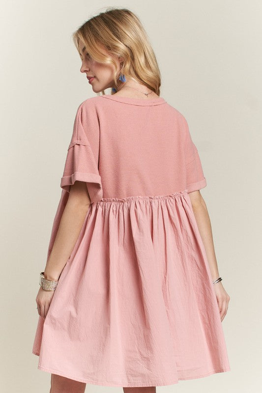 Charming Round Neck Half Sleeve Babydoll Dress