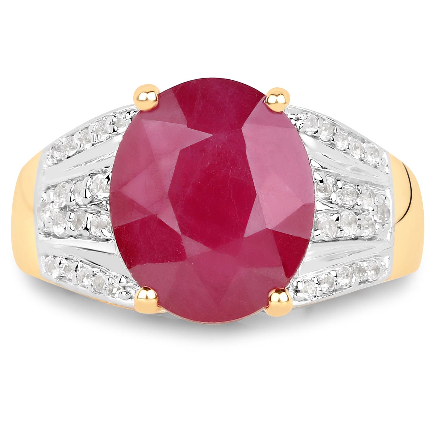 14K Yellow Gold Plated Ruby and White Topaz Ring