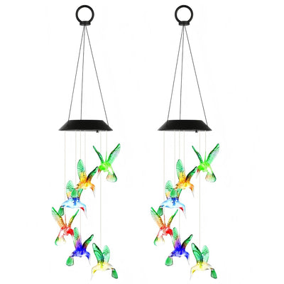 Solar Hummingbird Wind Chime - Color Changing Outdoor Decor