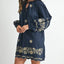 Embroidered Long Sleeve Peasant Mini Dress for Women