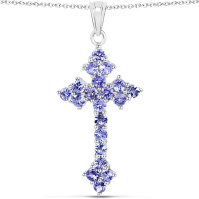 2.00 Carat Genuine Tanzanite Sterling Silver Pendant