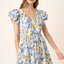 Charming Floral V-Neck Cap Sleeve Mini Dress for Women