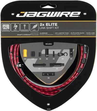 Jagwire 2x Elite Link Shift Cable Kit - Polished Red