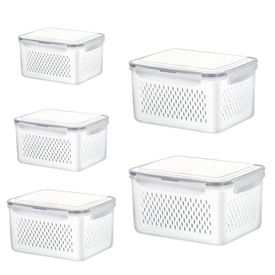 Contenants de stockage alimentaire empilables en 5 pièces avec panier de drainage