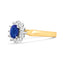 Bague Halo en Diamant et Tanzanite Bleue en Or Jaune 14K - Taille 7.75