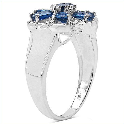 2.43 Carat Genuine Blue Sapphire Sterling Silver Engagement Ring