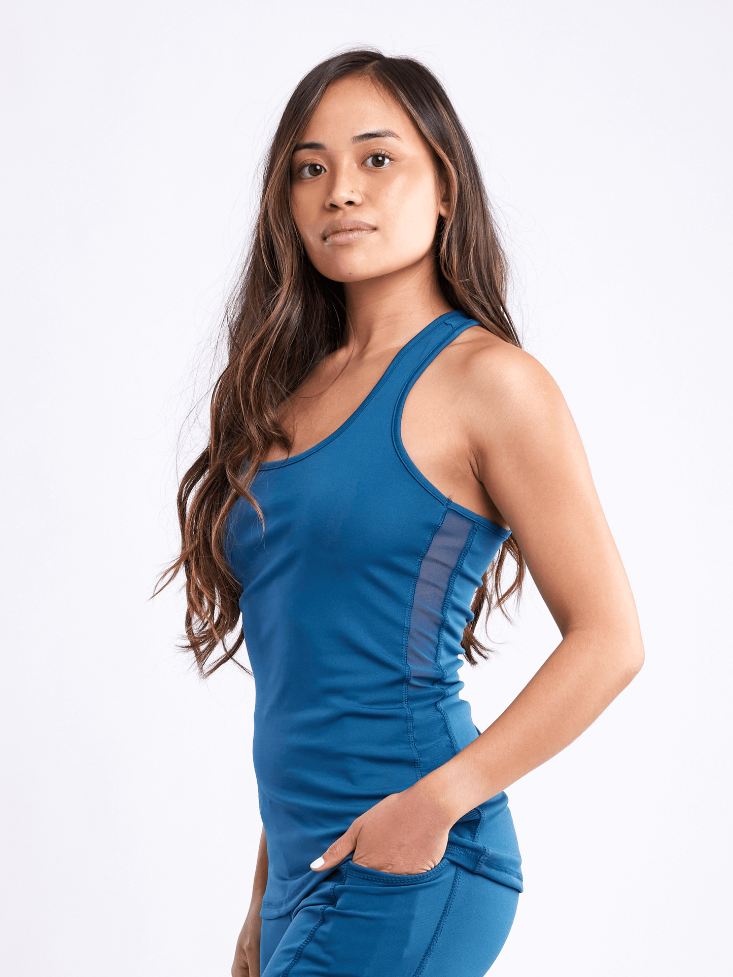 JupiterGear Women's Long Sports Tank Top with Mesh Panels