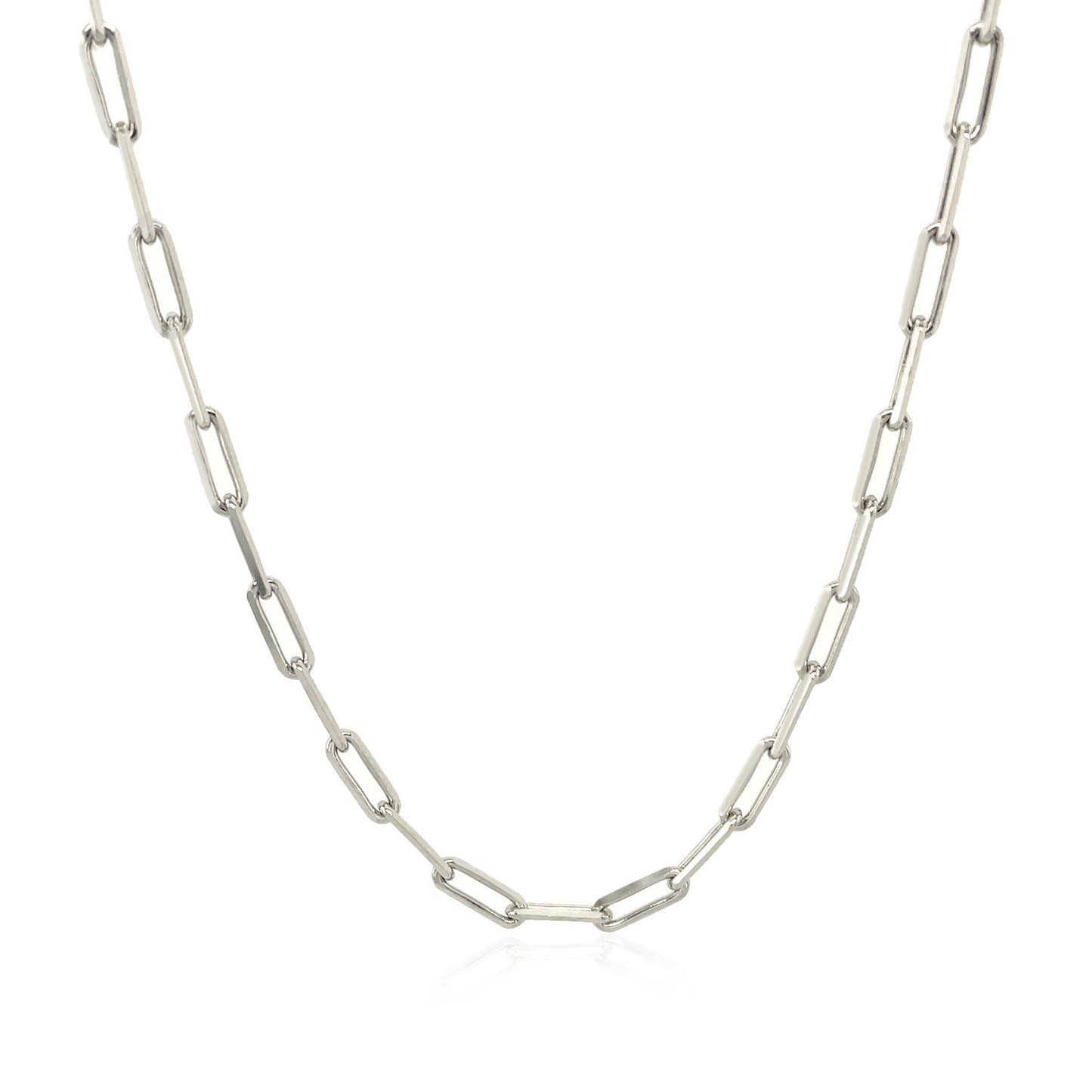 Collier en Chaîne Paperclip en Argent Sterling Plaqué Rhodium
