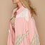 Modern Women Pink Applique Patchwork Zip-Up Jacket