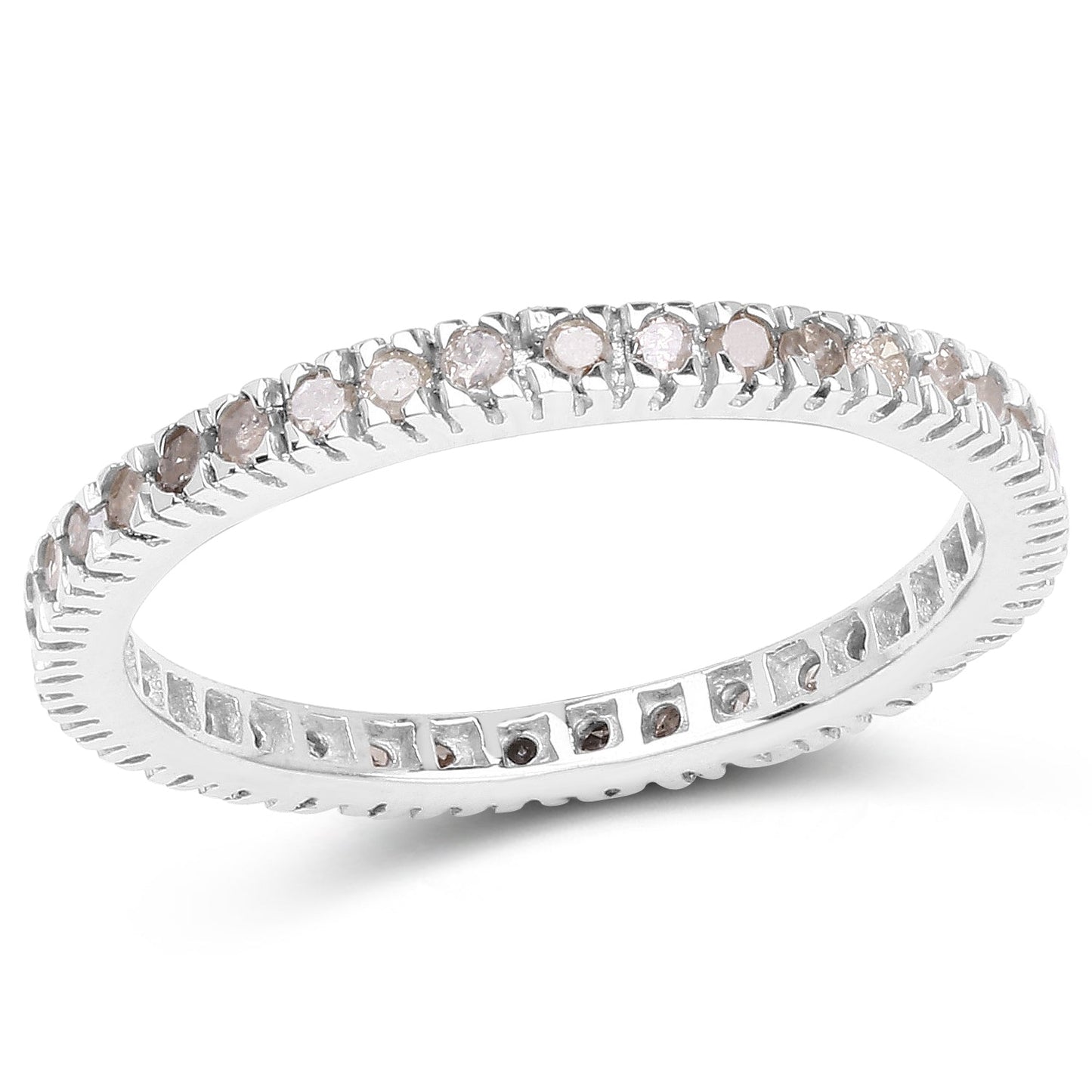 Anillo de Diamante Champagne Genuino de 0.57 Quilates en Plata Esterlina