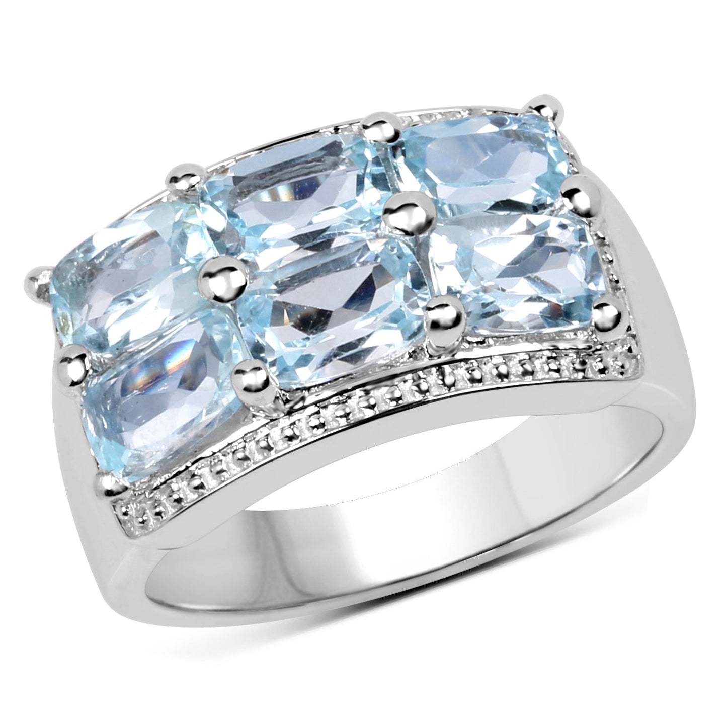 3.60 Carat Blue Topaz Cluster Ring in Sterling Silver