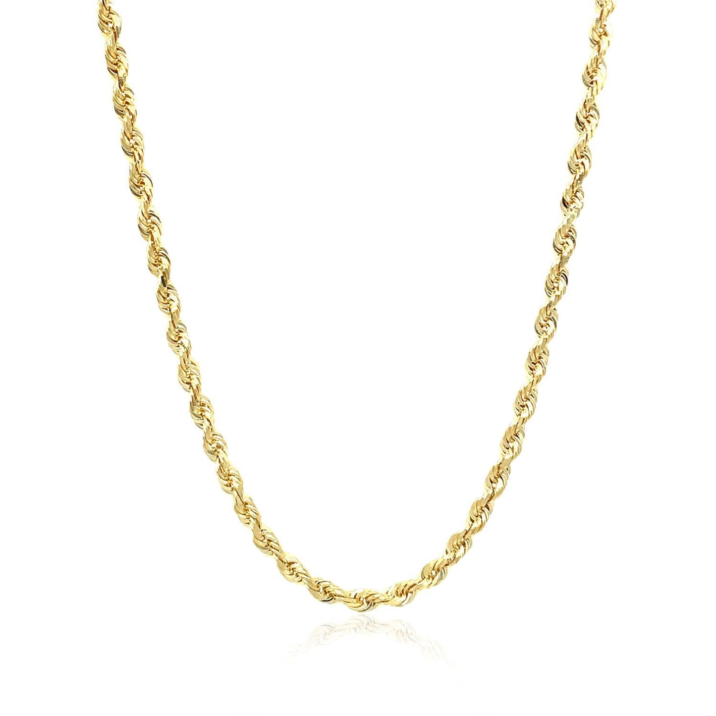 Cadena de cuerda de corte de diamante sólido de oro amarillo de 10k de 2.75 mm