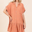 Linen Blend Button Down Shirt Mini Dress for Women