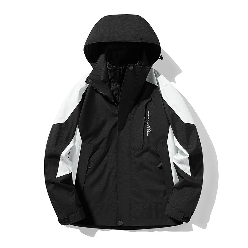Three-in-One Waterproof Windproof Parka with Fleece Lining