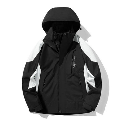 Three-in-One Waterproof Windproof Parka with Fleece Lining