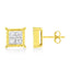 Pendientes de diamantes en corte princesa de oro amarillo de 14 quilates