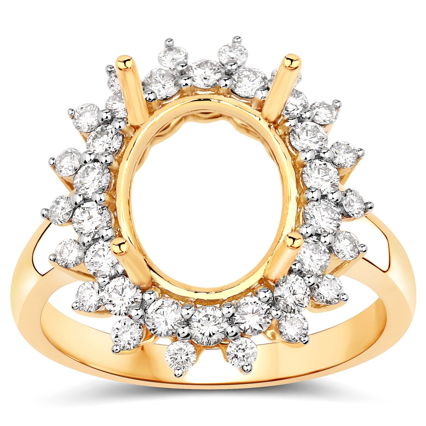 0.79 Carat White Diamond 14K Yellow Gold Semi Mount Engagement Ring