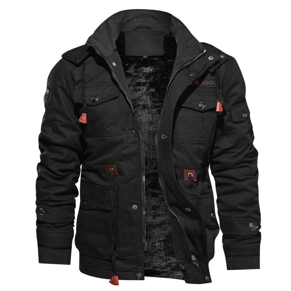 Parka d'hiver zippé pour homme avec capuche détachable