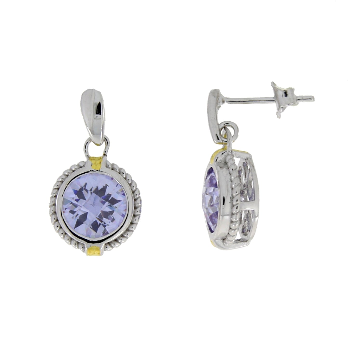 Boucles d'oreilles pendantes en zircon cubique véritable en argent sterling