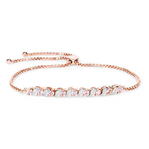 0.89 Carat Morganite & White Topaz Sterling Silver Bracelet