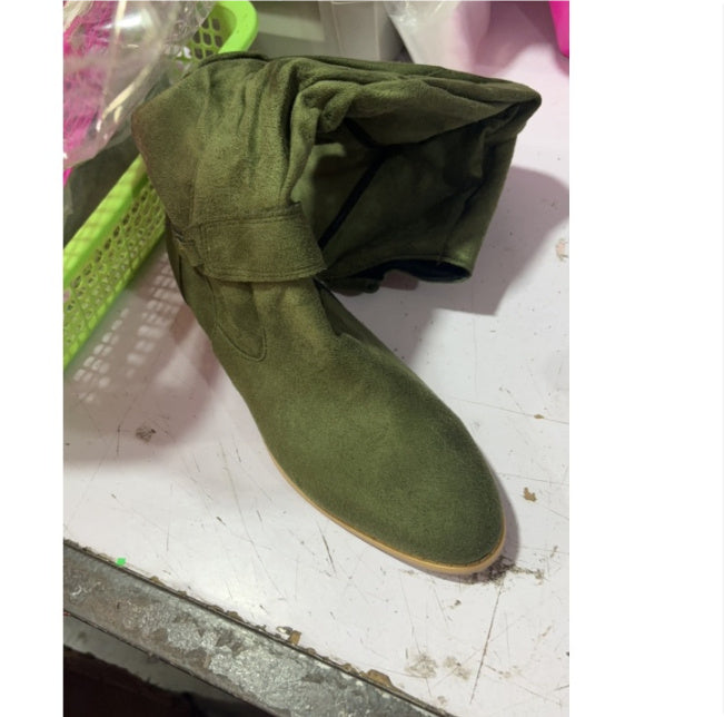 Botas de Mujer de Suede con Cremallera Lateral y Tacón Bajo Elegante