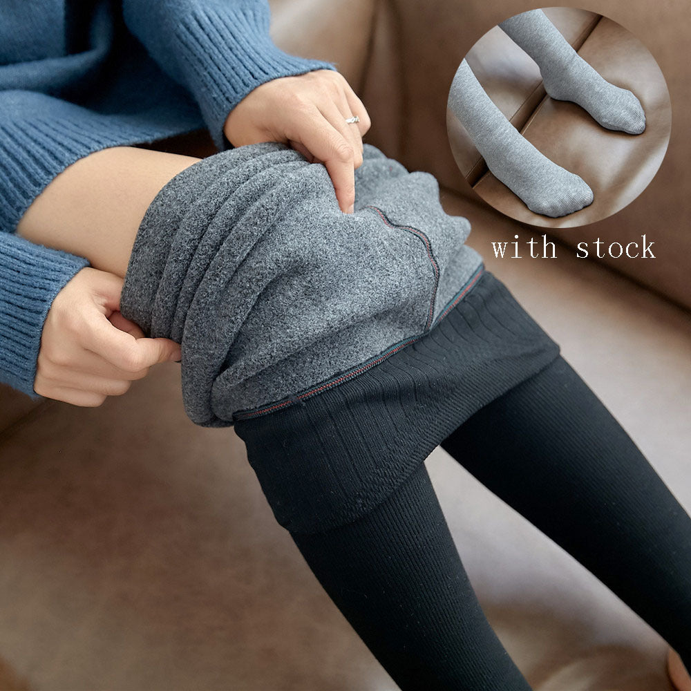 High Waist Stripes Leggings - Winter Warm & Stretchy